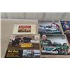 Image 7 : Harley-Davidson Beer Tray, Hornet Fighter Aircraft Photo, Tobacco Box Lid and NHRA Drag Racer Cars