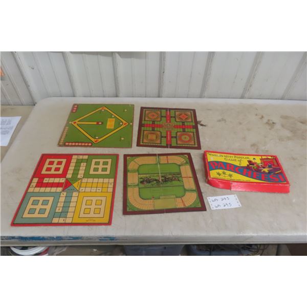 1920s Board Games – Qty 4: Parcheesi (x2), Race Board and Baseball – by Canada Gam