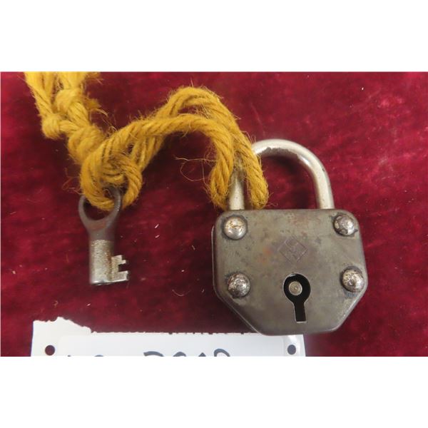 Antique German Iron Riveted Padlock with Key – Working – WW2 Era – Hallma