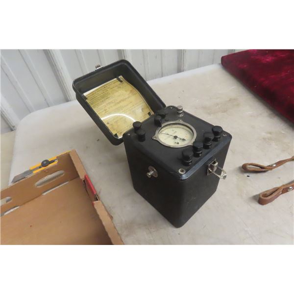 Antique General Electric Type 1B-7 Portable Watthour Meter Standard Test Unit with Charts