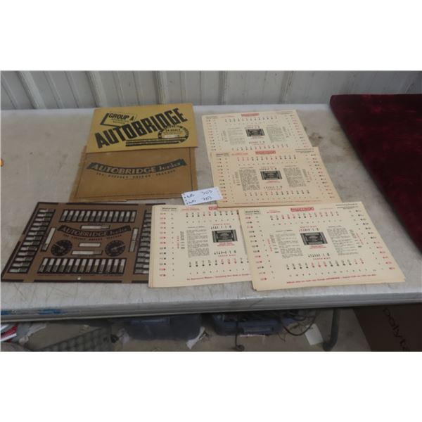 1930s Autobridge Junior Bridge Card Game – 22 Playing Sheets – by Newscraft, New Y
