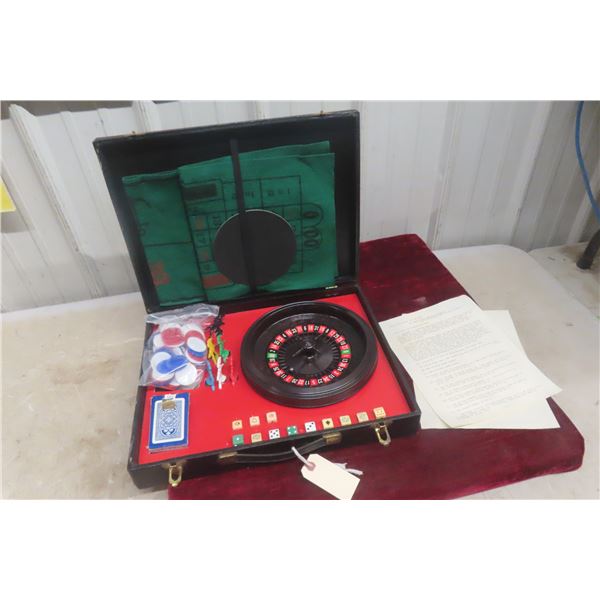1960s Monte Carlo Roulette Game – 12 Dice, Chips, 6 Horses, Cards and Chip in Case