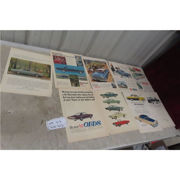 Collection of 9 Original Vintage Automobile Magazine Colour Ads – 1950s (7) and 1960s (2): 