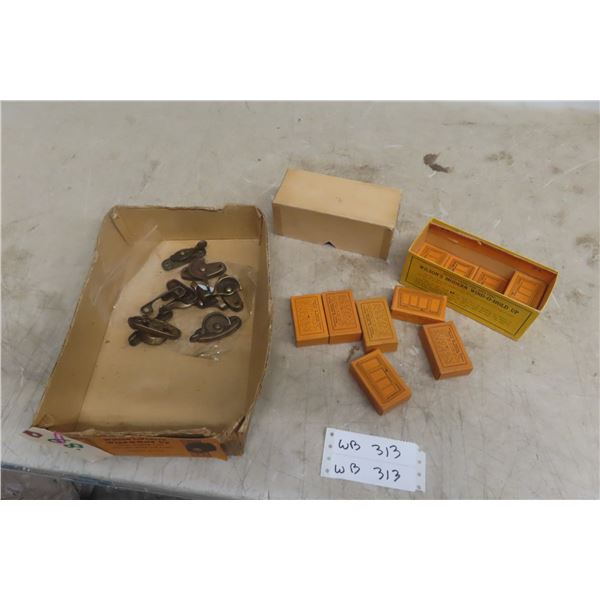 Antique Wilson's Modern Window Wind-O-Hold Up Cams and Sash Lock Keepers – Qty 11 Sets