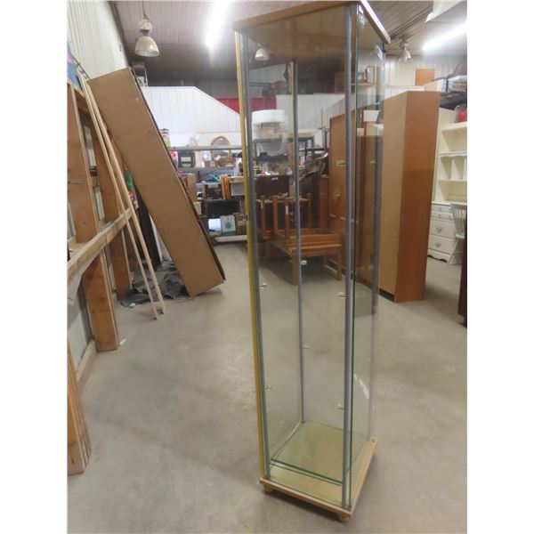 Glass Curio Cabinet with 3 Shelves – 65" x 17" x 14½"