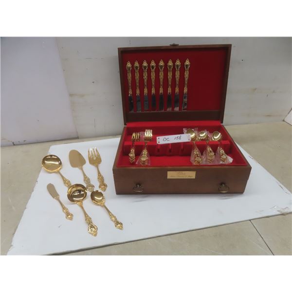 Royal Sealy Silverware Set – 52 Pieces – Gold-Plated Handles with Chest