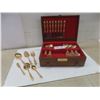 Image 1 : Royal Sealy Silverware Set – 52 Pieces – Gold-Plated Handles with Chest