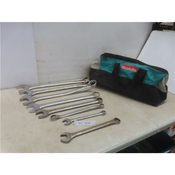 8 Heavy-Duty Wrenches: 2", 2 x 1 7/8", 1 5/8", 1¼", 7/8", 13/16" and More – with Bag