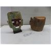 Image 1 : Aztec-Style Mosaic Burial Death Mask, 8 3/4" x 6½", and Hand-Carved Jewelry Box with Hidden Compart