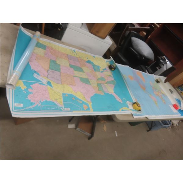 Maps – Qty 6: USA, World, Laurier  MB, Marchand MB – Largest 52" x 34"