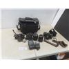 Image 1 : Konica and Mamiya Cameras with 2 Lenses, Flash Unit and Camera Bag