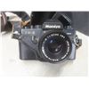 Image 9 : Konica and Mamiya Cameras with 2 Lenses, Flash Unit and Camera Bag