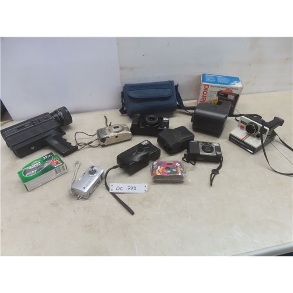 Cameras: Polaroid, Pentax, Sony Vivitar, Bell, Fruit Loops,and Howell – No Power Cord