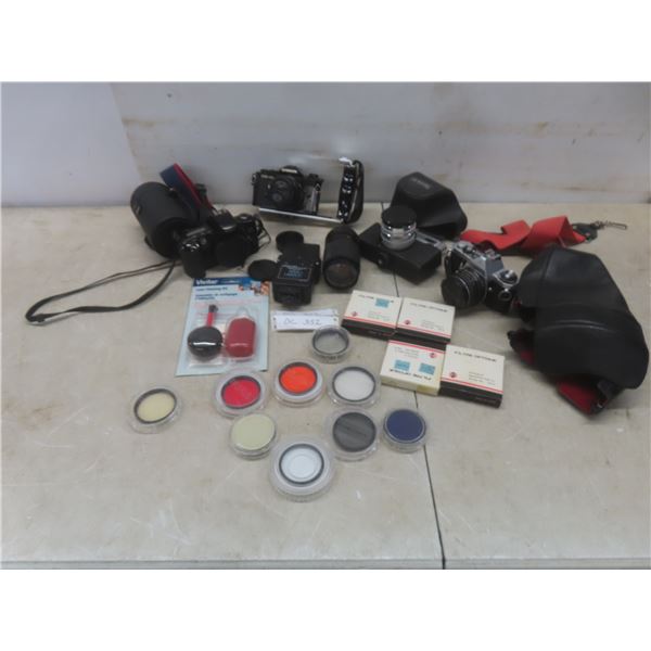 Cameras: Pentax, Yashica, Chinon, EOS Rebel – with Lenses, Filters, Cases and More