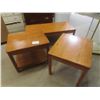 Image 1 : 3-Piece Matching Oak Coffee Table Set with 2 End Tables – 21" x 22" x 26" and 16" x 49½" x 23"