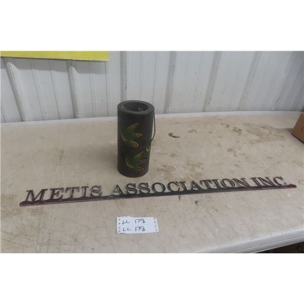 Metis Association Inc. Metal Sign and Candle Holder