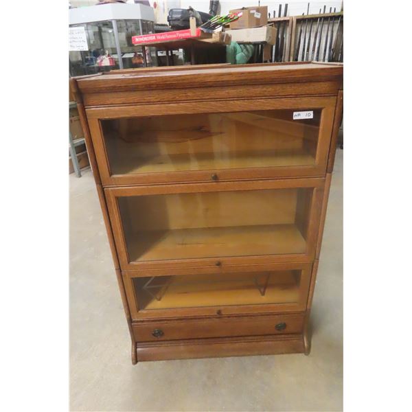 Oak Lawyer's Stacking Bookcase with 3 Stacks, Top and Bottom with Drawer – 51" x 34" x 12"