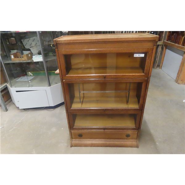 Oak Lawyer's Stacking Bookcase with 3 Stacks, Top and Bottom with Drawer – 51" x 34" x 12"