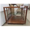 Image 2 : End Table with Glass Top – 20" x 22" x 24" and Vintage Plant Stand – 27" H