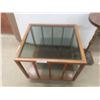 Image 4 : End Table with Glass Top – 20" x 22" x 24" and Vintage Plant Stand – 27" H