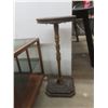 Image 5 : End Table with Glass Top – 20" x 22" x 24" and Vintage Plant Stand – 27" H