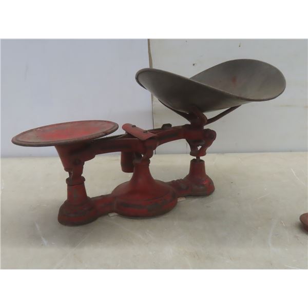 Antique Cast Iron Balance Scale with Weights