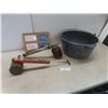 Image 2 : Vintage Speckled Enamelware Large Pot, 2 Bug Sprayers (One with Glass Bottle) and 4 Bicycle License