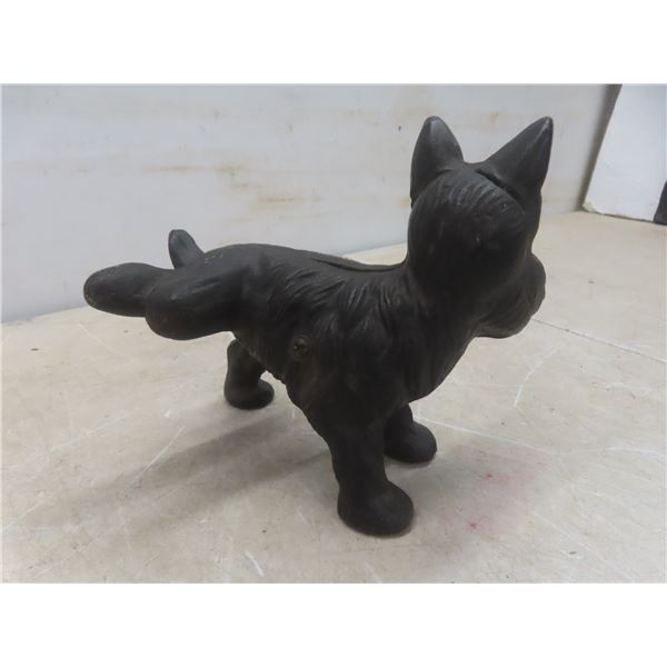 Cast Iron Scotty Dog (6" × 7" × 5") and Coca-Cola Tray