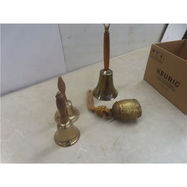 4 Bells,  3-Handled School Bell Style