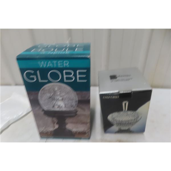 Water Globe and Bohemian Crystal Candy Dish