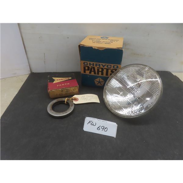 Chryco High Beam Headlight and '49 Ford Front Wheel Seal with Original Boxes