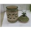 Image 10 : Le Creuset 4 Espresso Cups with Saucers, Temptations Old World Green Cookie Jar with Flower Knob, V