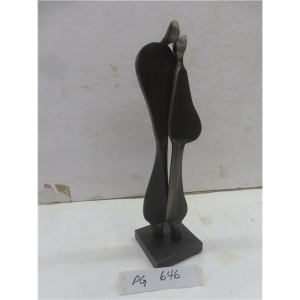 Boris Kramer "Quiet Encounter" — Hand-Forged Steel Sculpture, 12", Signed on Base with Artist Label