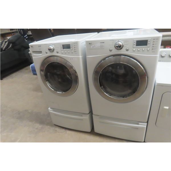 LG Front-Load Washer and Dryer on Pedestal Drawer
