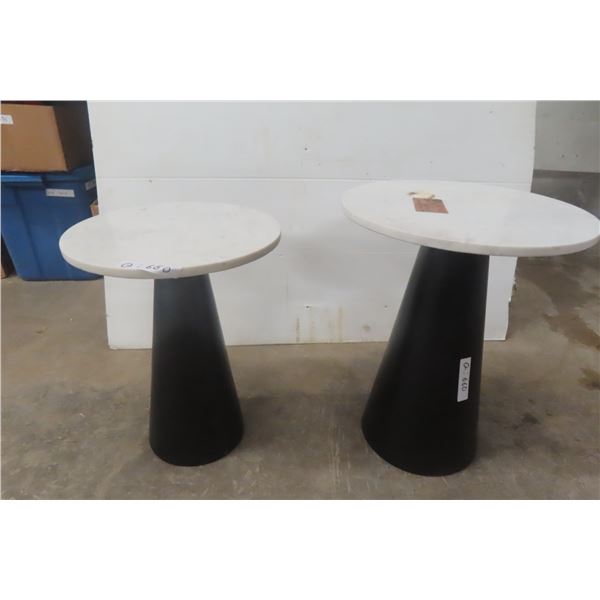 2 Marble Top Stands (20" × 16" and 18" × 14")