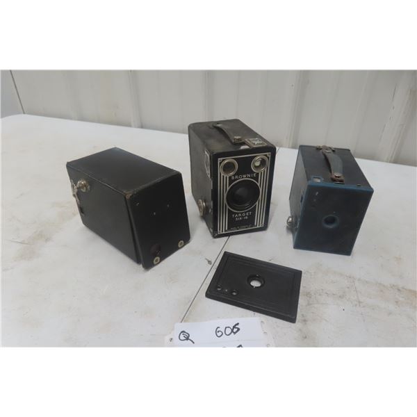 3 Antique Box Cameras