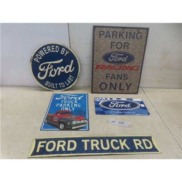 5 Modern Metal Ford Signs — Largest 16½" × 12½"