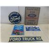 Image 1 : 5 Modern Metal Ford Signs — Largest 16½" × 12½"