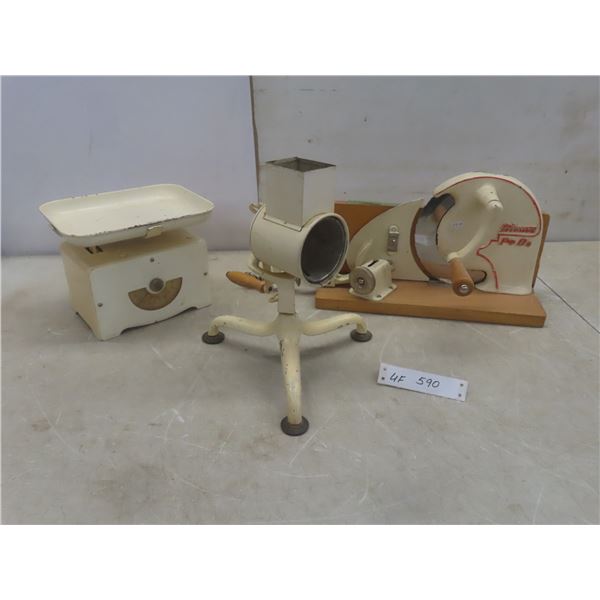 Vintage 1925 Meat Slicer, Scale and Grater