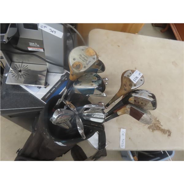 19 Right-Handed Golf Clubs — Mixed Brands, Mostly Spalding, with Bag