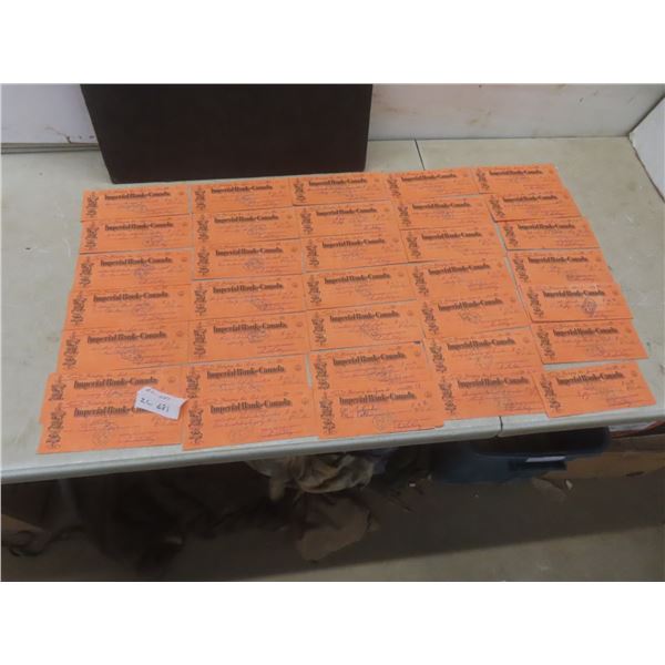 30+ Cancelled Cheques — 1954, Imperial Bank of Canada, Main and Selkirk Streets, MB