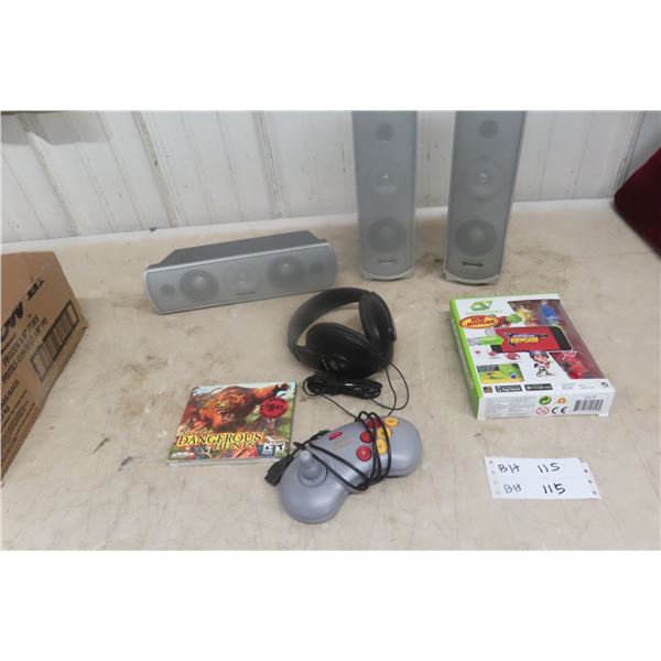 Panasonic Speakers, Sony Headphones, Video Game Controller and APP Gear