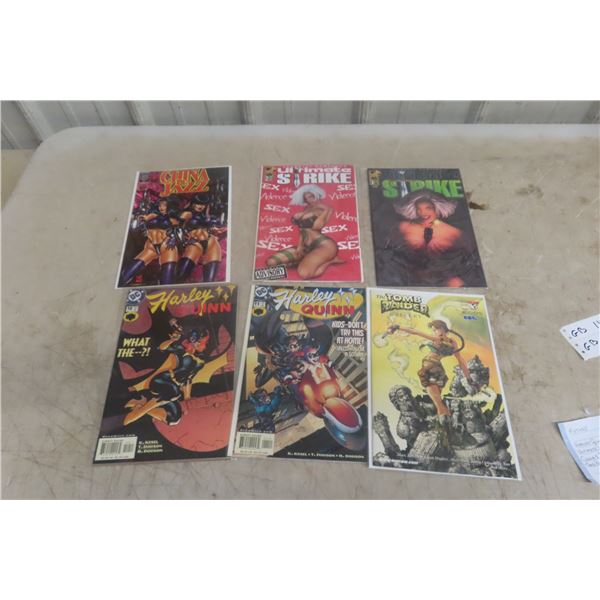 6 Comics: Harley Quinn #10 & #11, Ultimate Strike #2 & #3, China & Jazz; Tomb Raider – Gallery (Bag