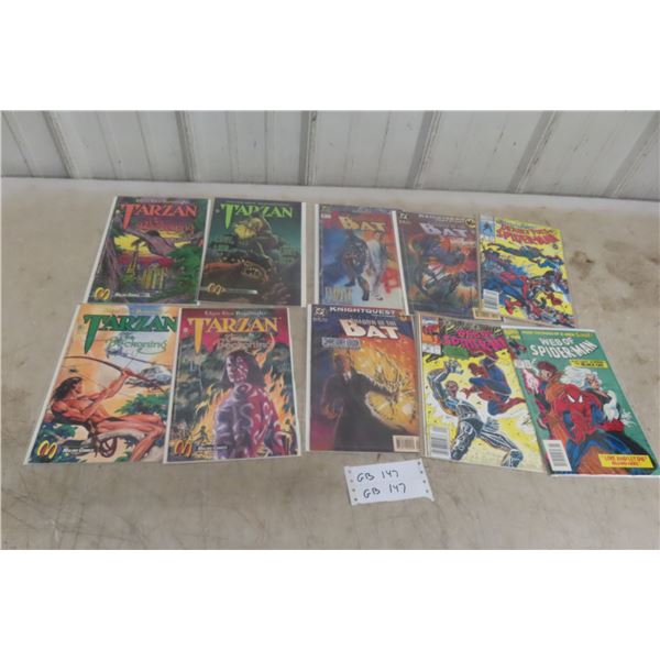 10 Comics: 3x Tarzan by E.R. Burroughs (#1, 2, 4, 5); Shadow of the Bat (#2, 28, 30); Web of Spider