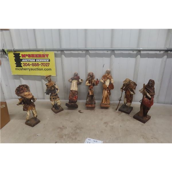 7 Paper Mâché Mexico Figures