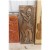 Image 3 : 4 Carved Wooden Pictures – The Man with the Fish by Correia; Biggest 12" × 32"