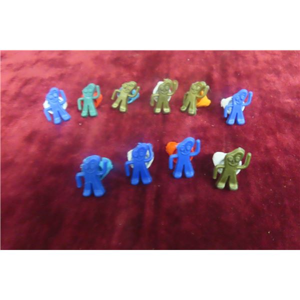 Vintage 1970s Plastic Gumby Gumball Machine Rings – Lot of 10