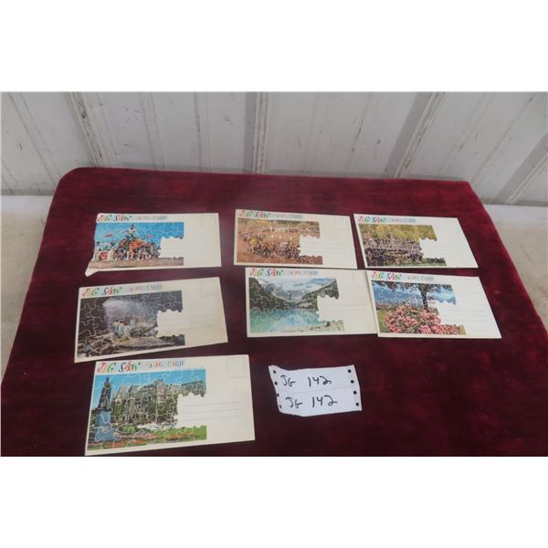 7 Vintage Scenic Jigsaw Puzzles in Mailing Envelopes – One Envelope Torn Open