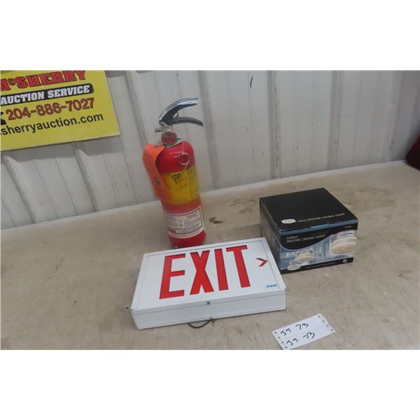 Fire Extinguisher, Exit Sign and New Ceiling Light – Indoor, 25W