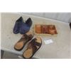 Image 1 : Size 12 Sandles, Slippers and Wood Server